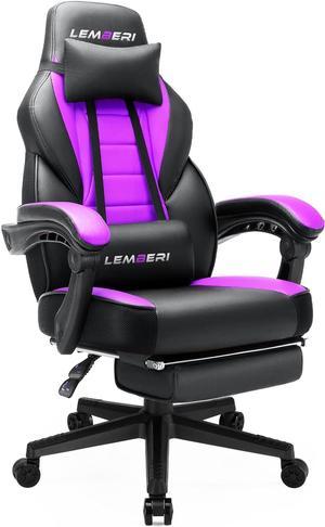 Vitesse Video Game Chairs with footrest,Gamer Chair for Adults,Big and Tall Chair, 400lb Capacity,Gaming Chairs for Teens,Racing Style Computer Chair with Headrest and Lumbar Support Purple