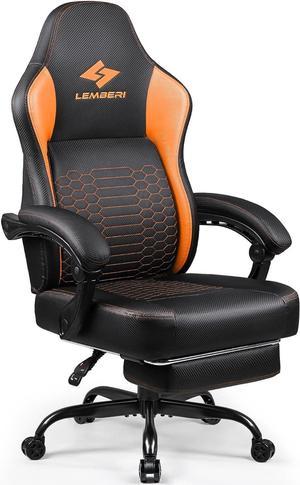 Big and Tall Gaming Chair 400lb Weight Capacity,Gamer Chairs for Adults,Video Game Chair wth Footrest,Racing Style Computer Gamer Chair with Headrest and Lumbar Support Orange