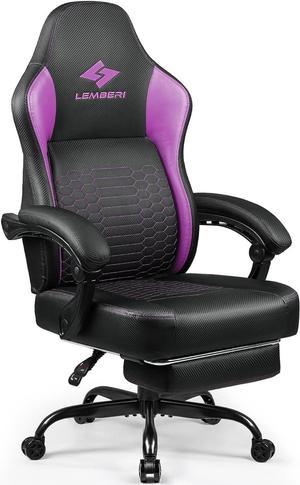 Big and Tall Gaming Chair 400lb Weight Capacity,Gamer Chairs for Adults,Video Game Chair wth Footrest,Racing Style Computer Gamer Chair with Headrest and Lumbar Support Purple