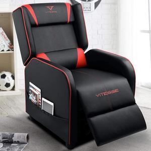 VITESSE  Gaming Recliner Chair Racing Style Single PU Leather Sofa Modern Living Room Recliners Ergonomic Comfortable Home Theater Seating Red