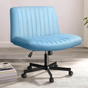 Vitesse Criss Cross Chair with Wheels,Fabric Padded Armless Cross Legged Office Desk Chair for Home Office,Modern Swivel Height Adjustable Wide Seat Computer Task Vanity Chair Blue Vitesse Criss Cross Chair with Wheels,Fabric Padded Armless Cross Legged Office Desk Chair for Home Office,Modern Swivel Height Adjustable Wide Seat Computer Task Vanity Chair Blue
