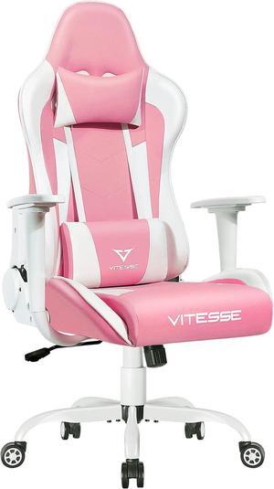 Vitesse Gaming Chair,Pink Gaming Chair for Girl Ergonomic Office Desk Chair Racing Office Chair Adjustable High Back Chair Game Chair Swivel Leather Chair with Lumbar Support and Headrest
