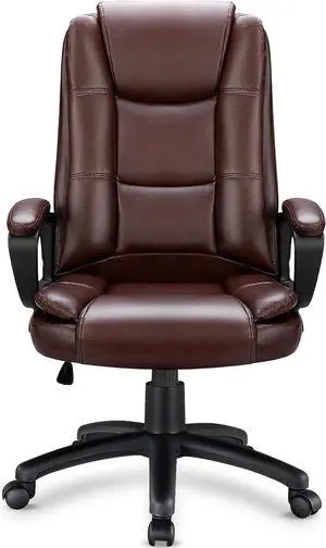 Vitesse Home Office Chair, 300LBS 8Hours Heavy Duty Design, Ergonomic High Back Cushion Lumbar Back Support, Computer Desk Chair, Big and Tall Chair, Adjustable Executive Leather Chair With Arms Brown