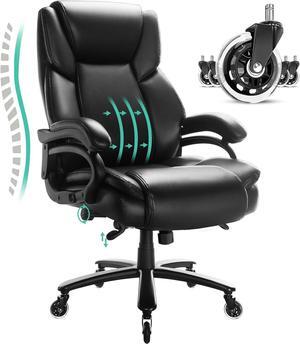 Vitesse Heavy Duty Big and Tall Office Chair,500LBS Capacity Office Chair for Heavy People, High Back PU Leather Executive Desk Chair with Wide Seat,Large Office Chair with Adjustable Lumbar Support
