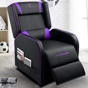 VITESSE Gaming Recliner Chair Racing Style Single PU Leather Sofa Modern Living Room Recliners Ergonomic Comfortable Home Theater Seating Purple