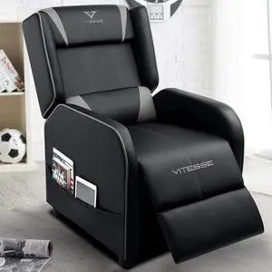 VITESSE Gaming Recliner Chair Racing Style Single PU Leather Sofa Modern Living Room Recliners Ergonomic Comfortable Home Theater Seating Grey VITESSE Gaming Recliner Chair Racing Style Single PU Leather Sofa Modern Living Room Recliners Ergonomic Comfortable Home Theater Seating Grey