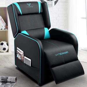 VITESSE Gaming Recliner Chair Racing Style Single PU Leather Sofa Modern Living Room Recliners Ergonomic Comfortable Home Theater Seating Teal