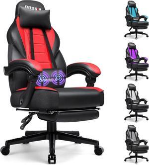 VITESSE Racing Style Gaming Chair, Leather Computer Desk Chair with Footrest and Headrest, Ergonomic Heavy Duty Design, Large Size High-Back E-Sports, Big and Tall Gaming Chair