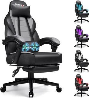 VITESSE Gaming Chair with Massage, Ergonomic Heavy Duty Design with Footrest and Lumbar Support, Large Size Cushion High Back Office Chair, Big and Tall Gaming Computer Chair for Kids