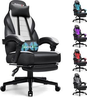 VITESSE Big and Tall Gaming Chair with Footrest and Massage, 400lb Weight Capacity, Ergonomic Heavy Duty Chair with Large Size Seat and High Back