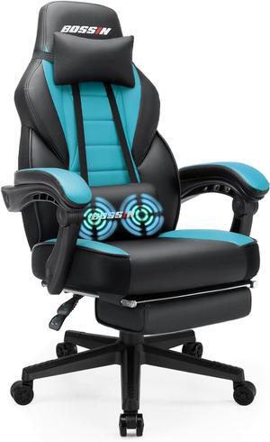 VITESSE Big and Tall Gaming Chair with Footrest and Massage, 400lb Weight Capacity, Ergonomic Heavy Duty Chair with Large Size Seat and High Back