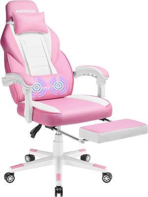 VITESSE Big and Tall Gaming Chair with Footrest and Massage, 400lb Weight Capacity, Ergonomic Heavy Duty with Large Size Seat and High Back