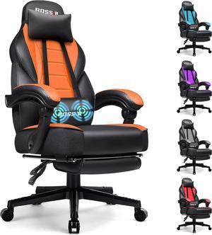 VITESSE Big and Tall Gaming Chair with Footrest and Massage, 400lb Weight Capacity, Ergonomic Heavy Duty Chair with Large Size Seat and High Back