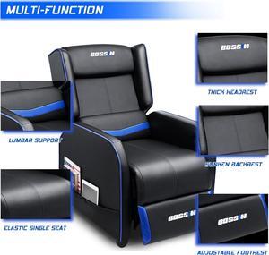 VITESSE Gaming Recliner Chair for Adults 400lbs Racing Style Sofa Big and Tall PU Leather Recliner Seating, Modern Ergonomic Lounge Comfortable Home Movie Theater for Living Room(Blue)