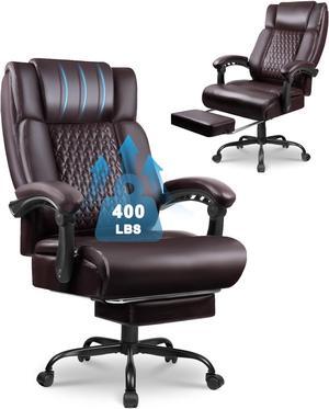 VITESSE Office Chair,Executive Heavy Duty Office Chair with Foot Rest Ergonomic High Back Computer Gaming Chairs Home Office 400lbs,Big and Tall with Lumbar Support (BRW)