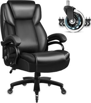 VITESSE Big and Tall Office Chair, 500lbs Office Chair for Heavy People - Adjustable Lumbar Support, Quiet Rubber Wheels Heavy Duty Metal Base, High Back Large Executive Computer Desk Chair (Black)
