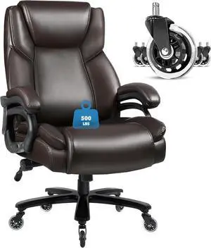 Vitesse Heavy Duty Big and Tall Office Chair,500LBS Capacity Office Chair for Heavy People,High Back PU Leather Executive Desk Chair with Wide Seat,Computer Gaming Chair with Adjustable Lumbar Support