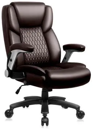 VITESSE 600lbs Big and Tall Office Chair with Flip up Armrest, Large Heavy Duty with Ergonomic Lumbar Support, Executive Office Chair for Heavy People with Quiet Rubber Wheel(Brown) VITESSE 600lbs Big and Tall Office Chair with Flip up Armrest, Large Heavy Duty with Ergonomic Lumbar Support, Executive Office Chair for Heavy People with Quiet Rubber Wheel(Brown)