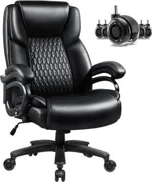 VITESSE Big and Tall Office Chair, 500lbs Office Chair for Heavy People - Adjustable Lumbar Support, Quiet Rubber Wheels Heavy Duty Metal Base, High Back Large Executive Computer gaming Chair (Black) VITESSE Big and Tall Office Chair, 500lbs Office Chair for Heavy People - Adjustable Lumbar Support, Quiet Rubber Wheels Heavy Duty Metal Base, High Back Large Executive Computer gaming Chair (Black)