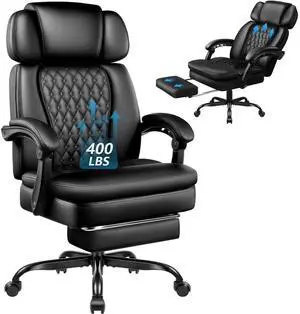Vitesse Office Chair,Big and Tall Office Chair with Foot Rest Ergonomic High Back Executive Office Chair 400lbs,Home Office Desk Chairs with Lumbar Support,Reclining Office Chair (Black) Vitesse Office Chair,Big and Tall Office Chair with Foot Rest Ergonomic High Back Executive Office Chair 400lbs,Home Office Desk Chairs with Lumbar Support,Reclining Office Chair (Black)
