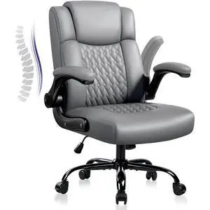 Vitesse Leather Office Desk Chair, Ergonomic Office Chair with Lumbar Support, Computer Chair, Executive Leather Chair with Padded Flip-up Arm, Adjustable Armrests, Black, 275LBS Vitesse Leather Office Desk Chair, Ergonomic Office Chair with Lumbar Support, Computer Chair, Executive Leather Chair with Padded Flip-up Arm, Adjustable Armrests, Black, 275LBS