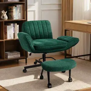 Vitesse Ergonomic Cross Legged Office Chair with 5-Level Adjustable Armrests, Adjustable-Height Backrest & Swivel Footrest,Soft Chenille Meditation Desk Chair for Home Office Bedroom Makeup Vitesse Ergonomic Cross Legged Office Chair with 5-Level Adjustable Armrests, Adjustable-Height Backrest & Swivel Footrest,Soft Chenille Meditation Desk Chair for Home Office Bedroom Makeup