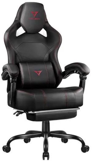 VITESSE Big and Tall Gaming Chair 300lb Weight Capacity with Footrest, Ergonomic Video Game Chair for Adults with Oversized Headrest and Lumbar Pillow, Computer Chair Gaming for Office (Black+Red) VITESSE Big and Tall Gaming Chair 300lb Weight Capacity with Footrest, Ergonomic Video Game Chair for Adults with Oversized Headrest and Lumbar Pillow, Computer Chair Gaming for Office (Black+Red)