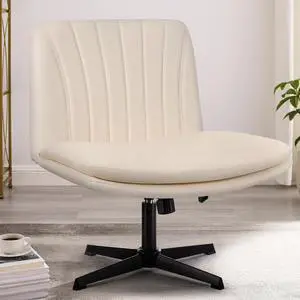 Vitesse Criss Cross Legged Office Chair,Armless Office Desk Chair No Wheels,PU Leather Modern Swivel Vanity Chair,Height Adjustable Wide Seat Mid Back Computer Task Chair for Home Office Vitesse Criss Cross Legged Office Chair,Armless Office Desk Chair No Wheels,PU Leather Modern Swivel Vanity Chair,Height Adjustable Wide Seat Mid Back Computer Task Chair for Home Office