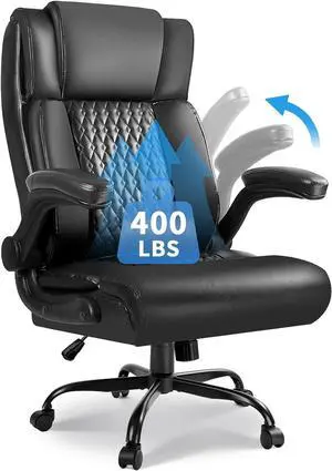 VITESSE Big and Tall Office Chair,Executive Office Chair with Flip up Armrest,Ergonomic High Back Computer Gaming Chairs Home Office 400lbs, Heavy Duty Chair with Lumbar Support(Black) VITESSE Big and Tall Office Chair,Executive Office Chair with Flip up Armrest,Ergonomic High Back Computer Gaming Chairs Home Office 400lbs, Heavy Duty Chair with Lumbar Support(Black)