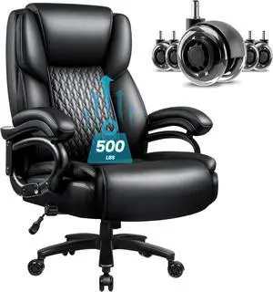 VITESSE Big and Tall Office Chair, 500lbs Office Chair for Heavy People - Adjustable Lumbar Support, Quiet Rubber Wheels Heavy Duty Metal Base, High Back Large Executive Computer gaming Chair (Black) VITESSE Big and Tall Office Chair, 500lbs Office Chair for Heavy People - Adjustable Lumbar Support, Quiet Rubber Wheels Heavy Duty Metal Base, High Back Large Executive Computer gaming Chair (Black)