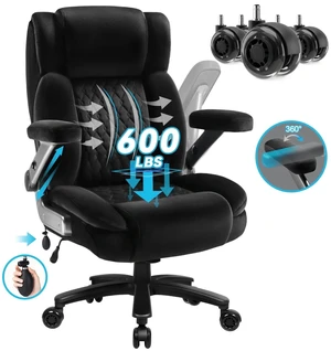 Vitesse Big and Tall Office Chair 600lbs with 5D Flip Arms, Heavy Duty Executive Office Chairs, Ergonomic Desk Chair with Adjustable Lumbar Support & Rubber Wheels, Velvet Fabric, Black Vitesse Big and Tall Office Chair 600lbs with 5D Flip Arms, Heavy Duty Executive Office Chairs, Ergonomic Desk Chair with Adjustable Lumbar Support & Rubber Wheels, Velvet Fabric, Black