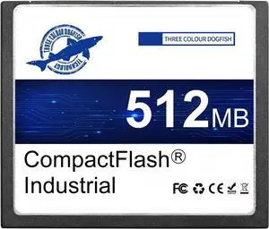 THREE COLOUR DOGFISH Compact Flash Memory Card 512MB Industrial CF Type I Card FAT16 for Industrial Equipment and Vintage Digital Cameras