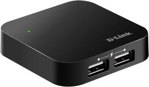 D-Link DUB-H4 4-Port Hub Hi-Speed USB 2.0 480Mbps Fast charging port 2A Power EU Plug 110V-220V