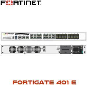 Fortinet FG-401E 18 x GE RJ45 ports (including 1 x MGMT port, 1 X HA port, 16 x switch ports), 16 x GE SFP slots, SPU NP6 and CP9 hardware accelerated, 2x 240GB onboard SSD storage. EU plug 110-220V