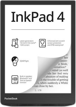 PocketBook InkPad 4 Eye-Friendly Audio E-Book Reader large 7.8 E-Ink Display PB743G-U-WW