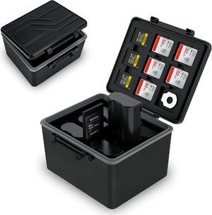JJC Camera Battery Case Fits for Canon LP-E6 E6NH Nikon EN-EN15 EL3e EL15a Sony NP-FZ100 Fujifilm NP-W235 Olympus BLX-1, Memory Card Case Holder Storage for CF Express Type A Type B XQD SD MicroSD TF