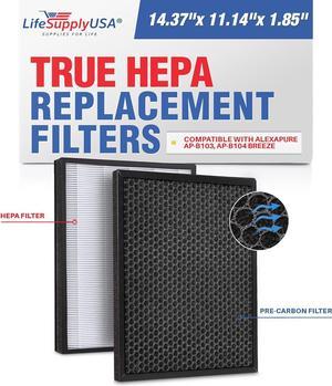 Replacement True HEPA and Carbon Pre Filter fits Alexapure Breeze 3049 Air Purifier AP-B103 AP-B104