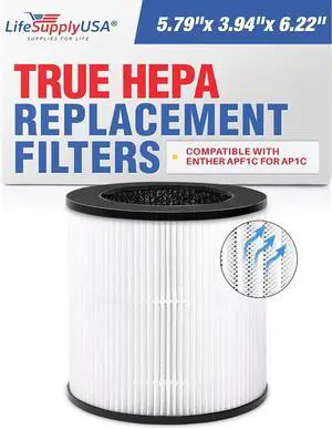 3-in-1 True HEPA Carbon Pre Filter Replacement Set Compatible with Enther APF1C for Air Purifier Model AP1C