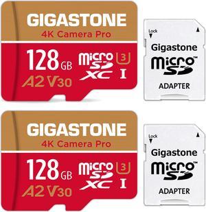 [5-Yrs Free Data Recovery] Gigastone 128GB 2-Pack Micro SD Card, 4K Video Recording for GoPro, Action Camera, DJI, Drone, Nintendo-Switch, R/W up to 100/50 MB/s MicroSDXC Memory Card UHS-I U3 A2 V30