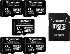 Gigastone 32GB 5-Pack Micro SD Card, Full HD Video, Surveillance Security Cam Action Camera Drone, 90MB/s Micro SDHC UHS-I U1 C10 Class 10