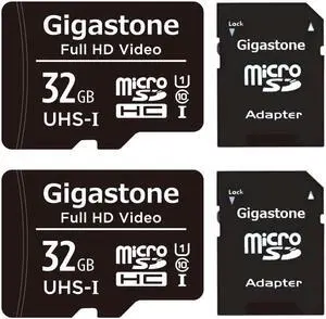 Gigastone 32GB 2-Pack Micro SD Card, FHD Video, Surveillance Security Cam Action Camera Drone Professional, 90MB/s Micro SDHC UHS-I U1 Class 10