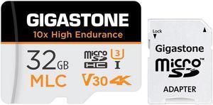 [10x High Endurance] Gigastone Industrial 32GB MLC Micro SD Card, 4K Video Recording, Security Cam, Dash Cam, Surveillance Compatible 95MB/s, U3 C10, with Adapter [5-Yrs Free Data Recovery]