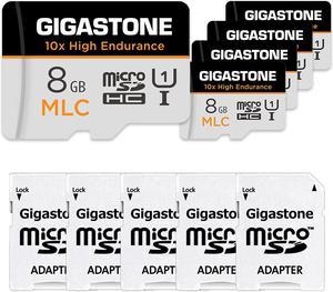 [10x High Endurance] Gigastone Industrial 8GB 5-Pack MLC Micro SD Card, Full HD Video Recording, Security Cam, Dash Cam, Surveillance Compatible 85MB/s, U1 C10, with Adapter [5-Yrs Free Data Recovery]