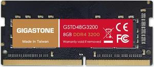 Gigastone 8GB RAM DDR4-3200MHz PC4-25600 CL22 1.2V SODIMM 260 Pin Unbuffered Non ECC for Notebook Laptop Memory Module Ram Upgrade
