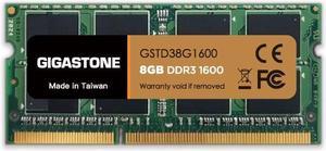 Gigastone DDR3 8GB 1600MHz PC3-12800 CL11 1.35V SODIMM 204 Pin Unbuffered Non ECC for Notebook Laptop Memory Module Ram Upgrade