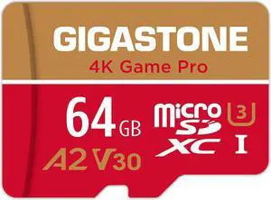 [5-Yrs Free Data Recovery] Gigastone 64GB Micro SD Card, Game Pro, MicroSDXC Memory Card for Nintendo-Switch, GoPro, Security Camera, Wyze, DJI, Drone, 4K UHD, R/W up to 95/35MB/s UHS-I U3 A2 V30 C10