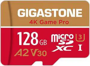 [5-Yrs Free Data Recovery] Gigastone 128GB Micro SD Card, Game Pro, MicroSDXC Memory Card for Nintendo-Switch, GoPro, Action Camera, DJI, 4K UHD Video, R/W up to 100/50MB/s, UHS-I U3 A2 V30 C10