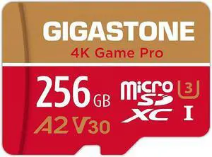 [5-Yrs Free Data Recovery] Gigastone 256GB Micro SD Card, Game Pro, MicroSDXC Memory Card for Nintendo-Switch, GoPro, Action Camera, DJI, 4K UHD Video, R/W up to 100/60MB/s, UHS-I U3 A2 V30 C10