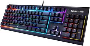 [Gigastone Mechanical Gaming Keyboard] Gaming Keyboard with LED RGB Backlit Keys, Brown Switches Mechanical Keyboard, Precise Tactile Feedback, Full Anti-Ghosting (104 Keys, Black)