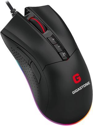 Gigastone Gaming Mouse PMW3389 Sensor Up to 16,000 DPI Adjustable, Wired Gaming Mouse with Customizable RGB Backlight, 10 Programmable Buttons, 4MB Onboard Memory, Most Suitable for Windows 7 and Up